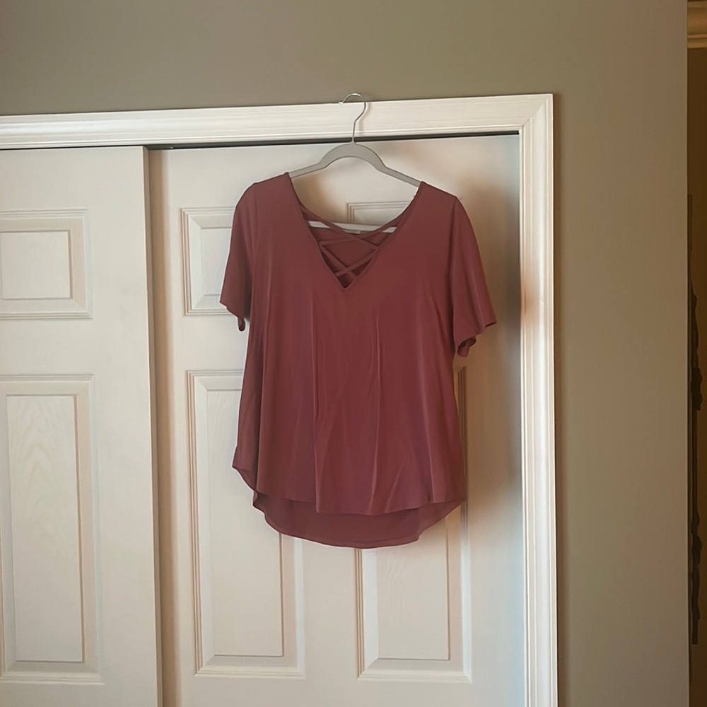 Pink crisscross neckline top